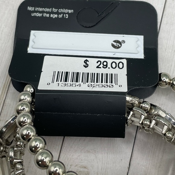 NWT RSVP Silvertone/Crystal Set of 3 Stretch Bracelets - Picture 6 of 9